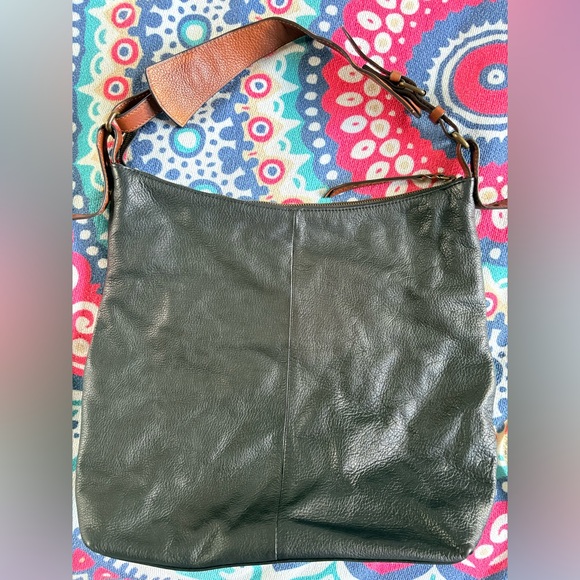 Cynthia Rowley Black Pebbled Leather Hobo Shoulder Bag with Brown Accents EUC - Picture 9 of 13